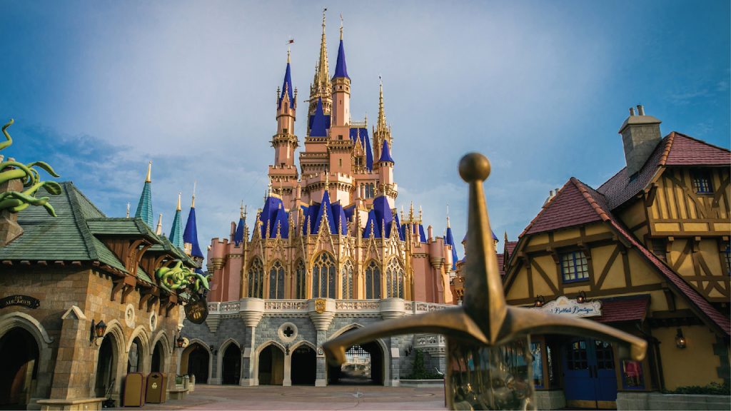 Newly painted Cinderella Castle at Magic Kingdom Par