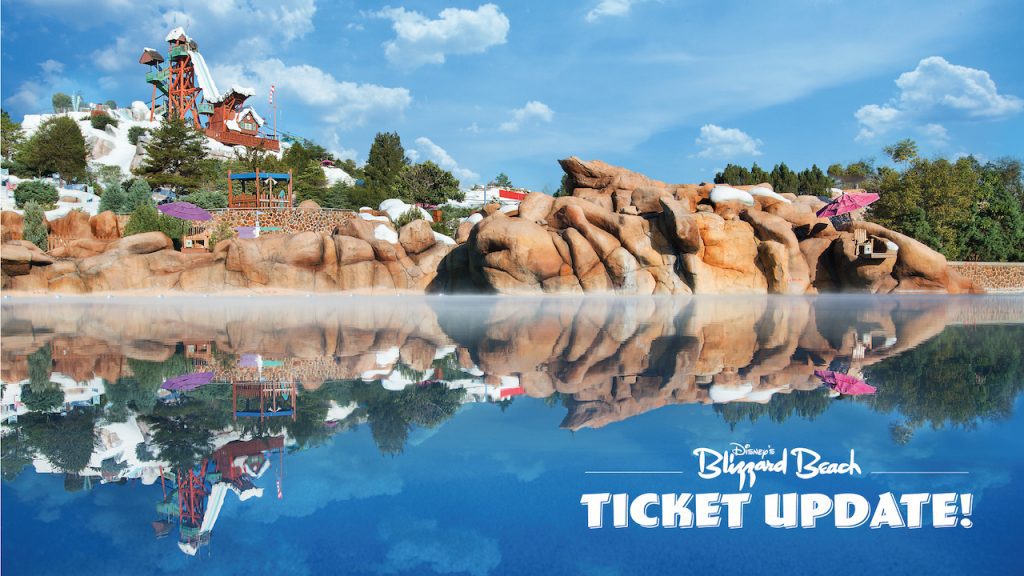 Disney's Blizzard Beach Water Park ticket update graphic